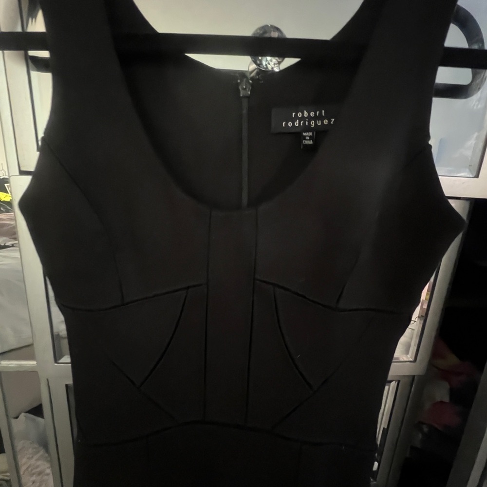 Robert Rodriguez Elegant Black Midi Dress